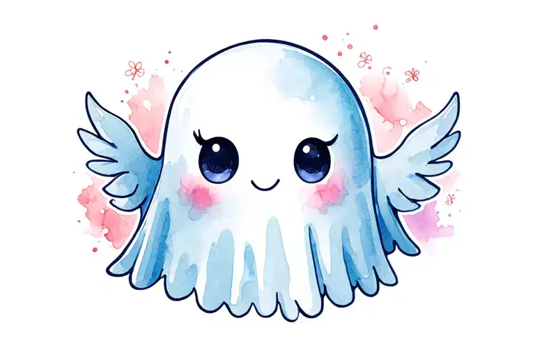 cute cartoon ghost tattoo design idea