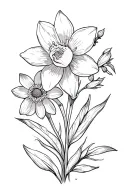 daffodil, honeysuckle, water lily, larkspur, and chrysanthemum  tattoo design idea