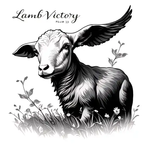 lamb of victory psalm 23 tattoo design idea