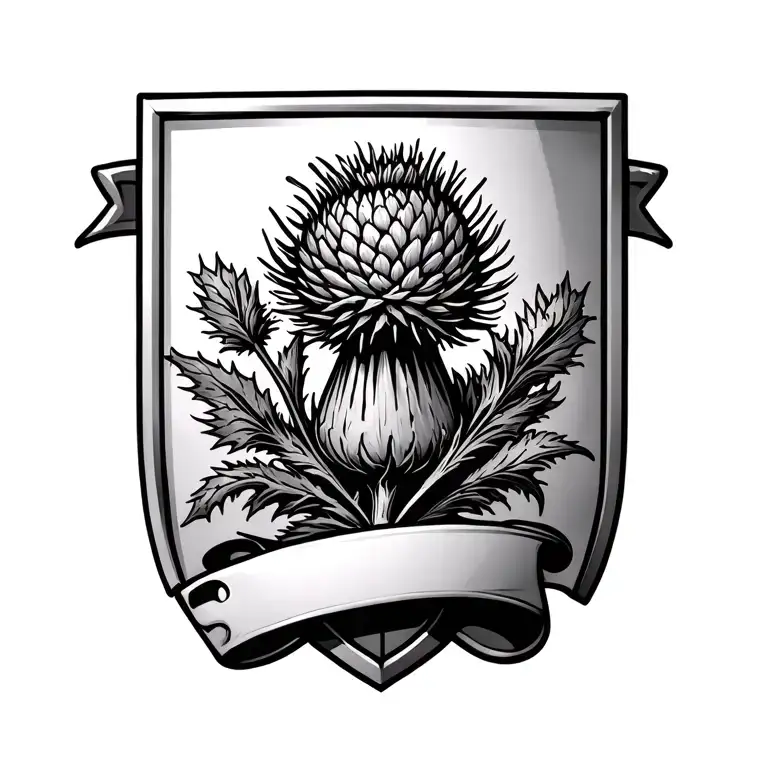 thistle and murray crest shield tattoo design idea