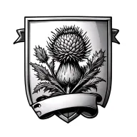 thistle and murray crest shield tattoo design idea