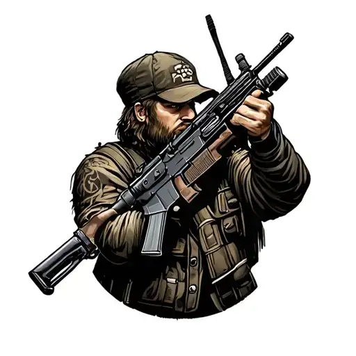 Shepherd with an M16 rifle entwined tattoo design idea
