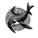 circular Celtic orca tattoo design idea