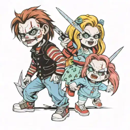 chucky and Tiffany  tattoo design idea