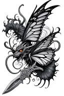 butterfly knife morphing demons tattoo design idea