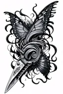 butterfly knife morphing demons tattoo design idea