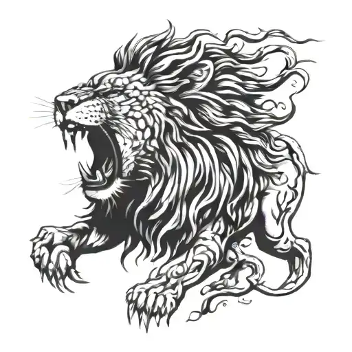 Lion roaring lion tattoo design idea