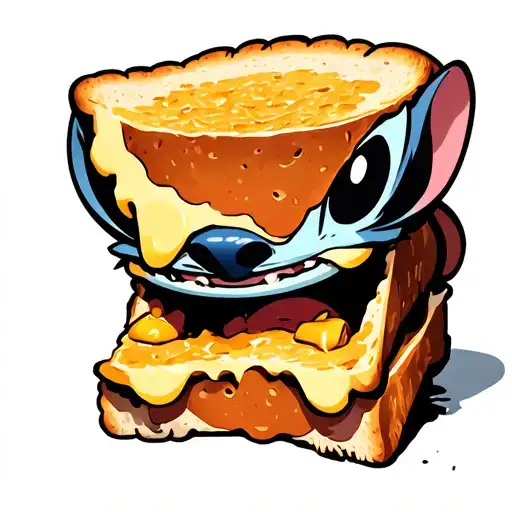 stich eating a grilled cheese tattoo design idea