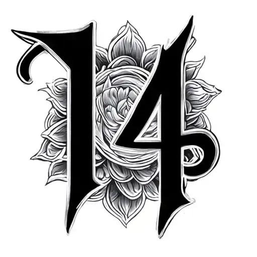 Arben name with hidden number 14 tamil letters tattoo design idea