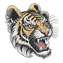 tiger head looking tattoo design idea