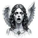 angel crying tattoo design idea