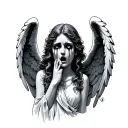 angel crying tattoo design idea