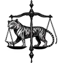 libra scale with fire tiger tattoo design idea
