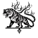 libra scale with fire tiger tattoo design idea