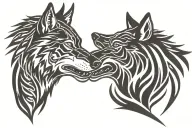 two wolf head tattoo design idea
