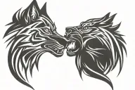 two wolf head tattoo design idea