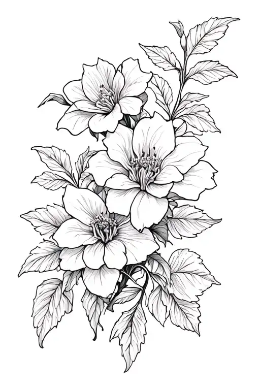 clematis and wild rose intertwined tattoo design idea