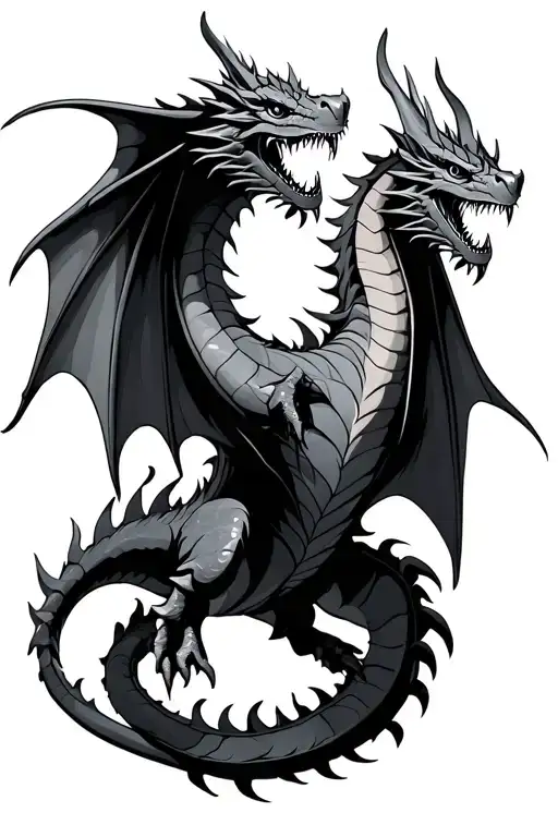 medieval dragon flying tattoo design idea