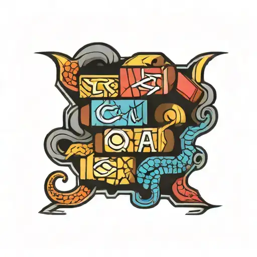 colorful blocks stacked with th name quincy on it one cobra tattoo design idea