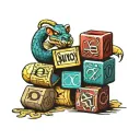 colorful blocks stacked with th name quincy on it one cobra tattoo design idea