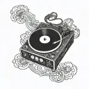A DJ turntable with intricate blackwork details and a capricorn symbol incorporated into the design tattoo design idea