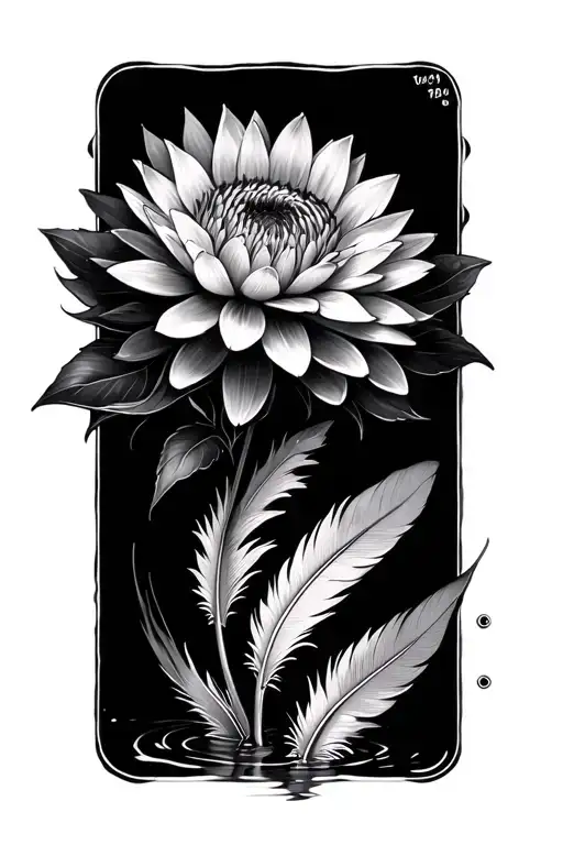 pheniox feathers dog paw dahlia wrapped in water lily tattoo design idea