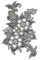 flowers in keith haring style tattoo design idea