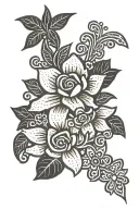 flowers in keith haring style tattoo design idea