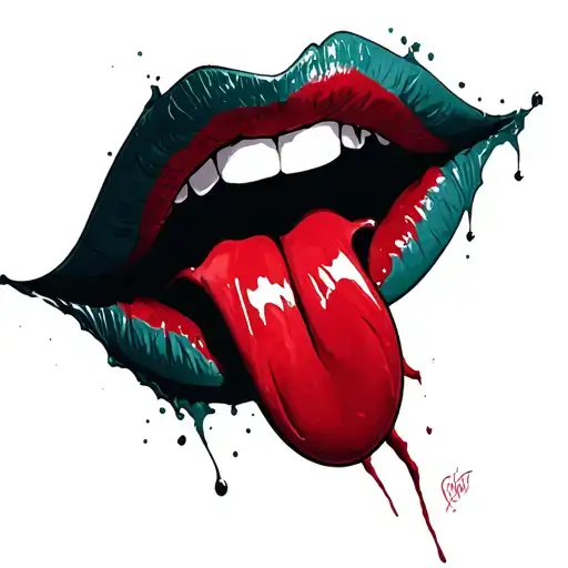 lips, tongue tattoo design idea