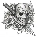 Jason mask rose knife tattoo design idea