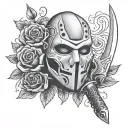 Jason mask rose knife tattoo design idea