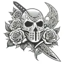 Jason mask rose knife tattoo design idea