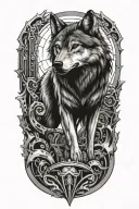 wolf standing tattoo design idea