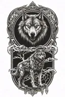 wolf standing tattoo design idea