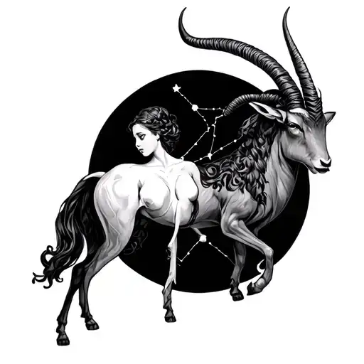 lilith + Capricorn constellation intertwined with taurus tattoo design idea