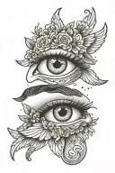 woman eye with angels tattoo design idea