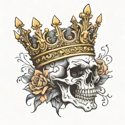 skull with crown tattoo design idea
