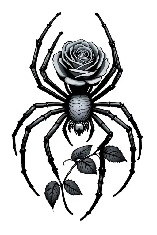 spider, but it has a rose for a body in an old skool trad style  tattoo design idea