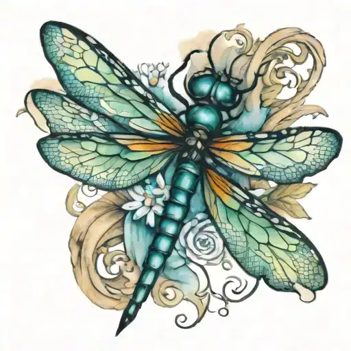 dragonfly in watercolour booklover tattoo design idea