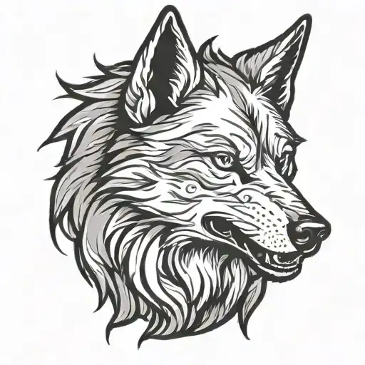 profile of growling wolf tattoo design idea