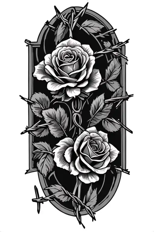 Western,Playing Cards, Roses,Barbed wire,Cross tattoo design idea