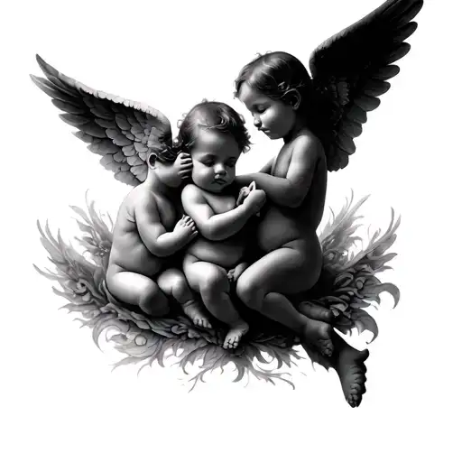 3 Baby Angels tattoo design idea