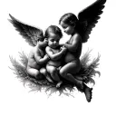 3 Baby Angels tattoo design idea