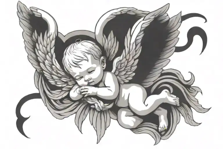 angel wings baby boy 1111 incorporated tattoo design idea