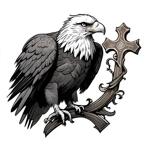 Eagle And Cross tattoo design idea