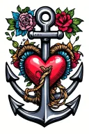 anchor hearts tattoo design idea