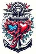 anchor hearts tattoo design idea