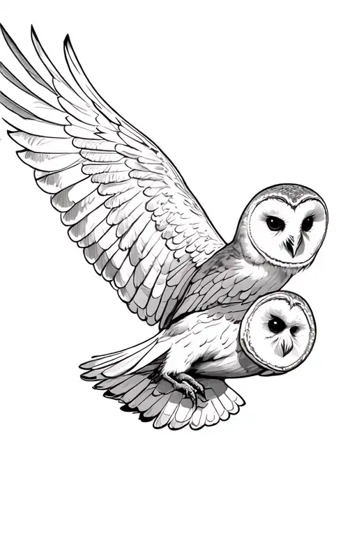 barn owl flying tattoo design idea