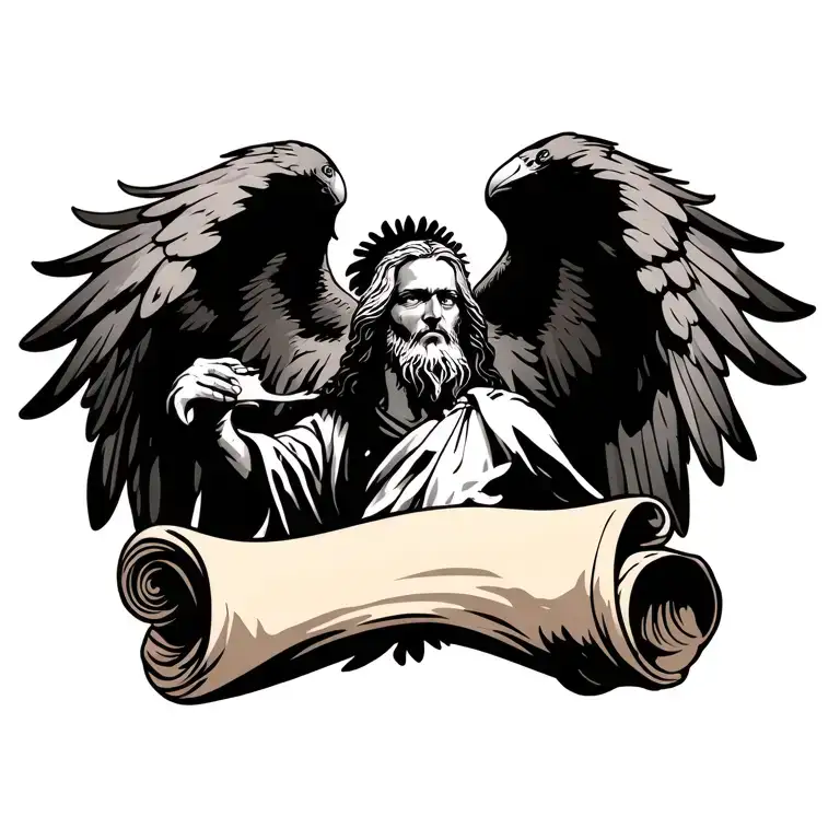 eagle soaring holding a scroll apocalypse Jesus tattoo design idea