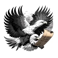 eagle soaring holding a scroll apocalypse Jesus tattoo design idea